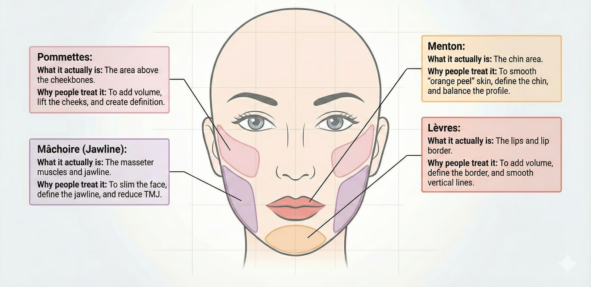 Hyaluronic acid treatment zone map