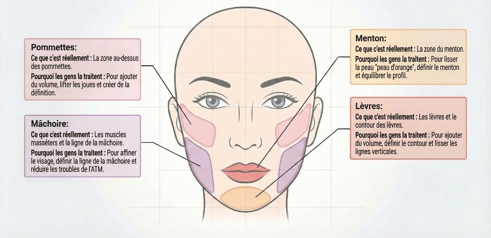 Carte des zones de traitement acide hyaluronique